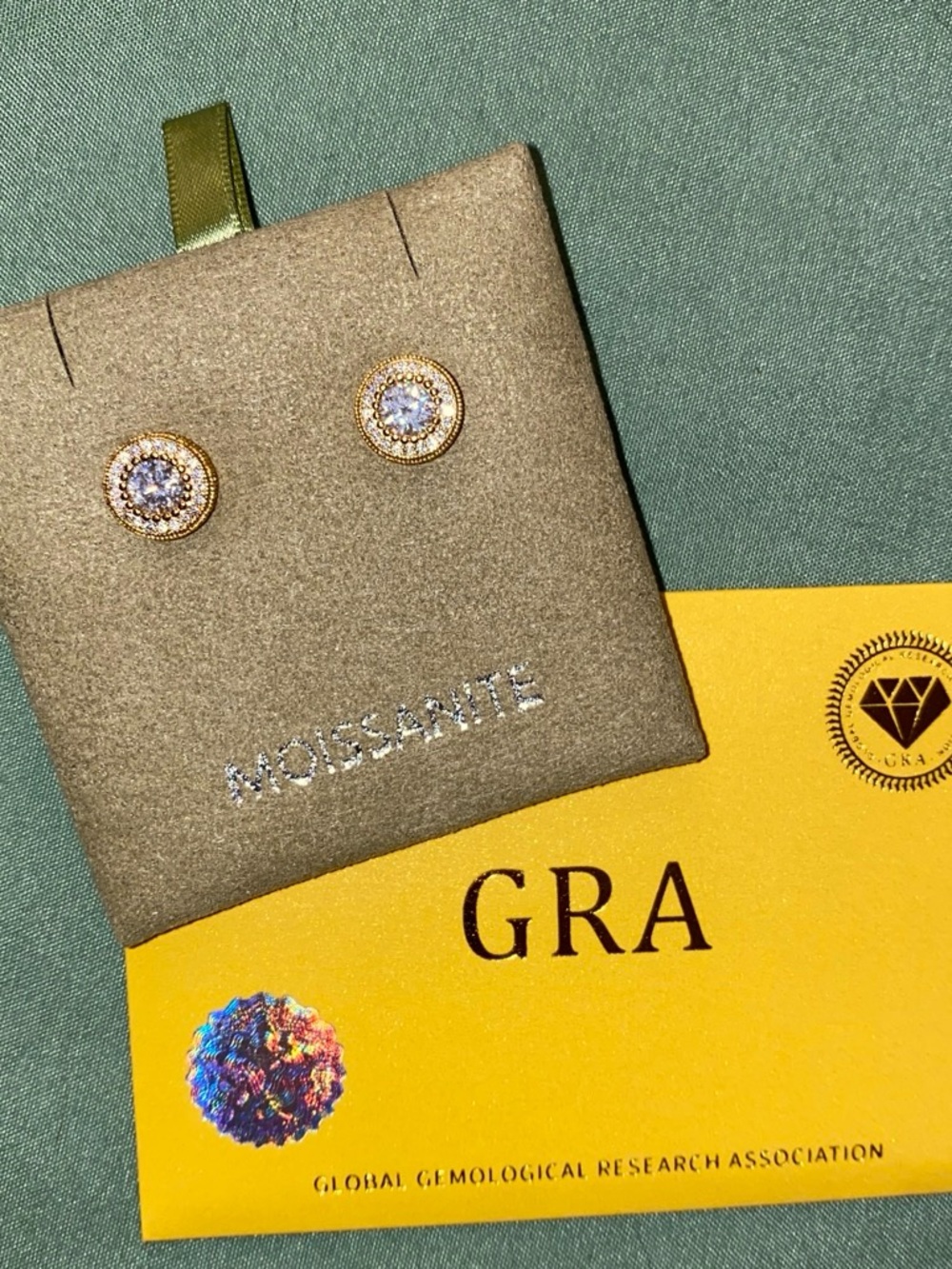Moissanite 18k Gold plated Halo Stud Earrings - Moissanite